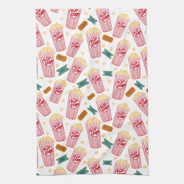 Movie buffs popcorn pattern kitchen towel (Vertical)