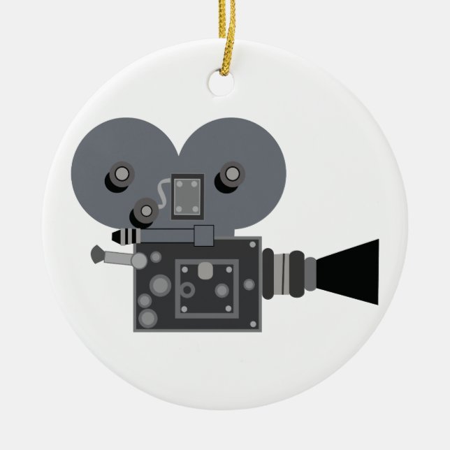 Movie Camera Ceramic Tree Decoration (Front)