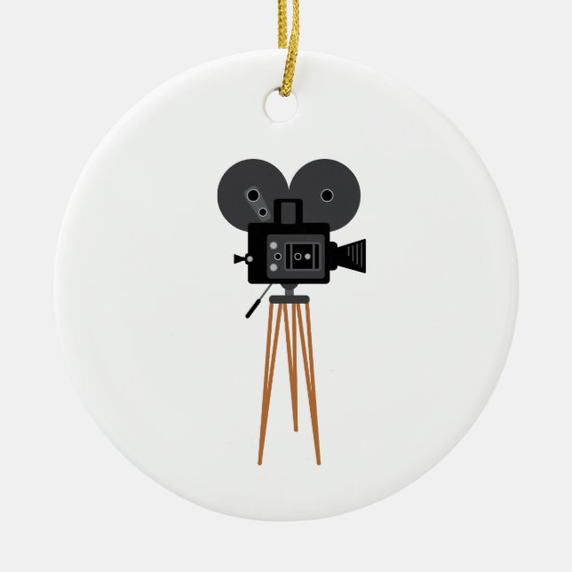 Movie Camera Ceramic Tree Decoration (Front)