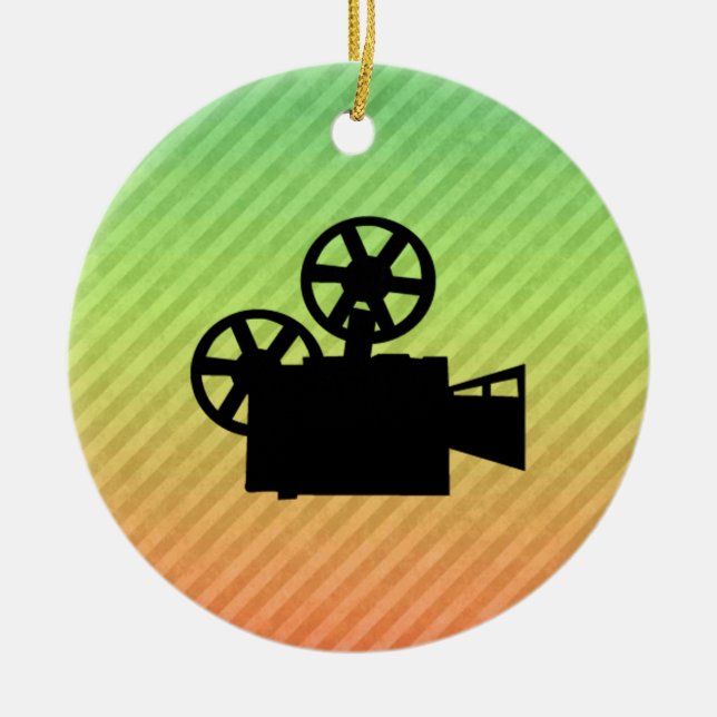 Movie Camera Ceramic Tree Decoration (Front)