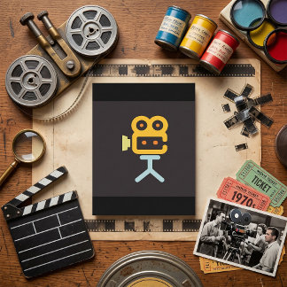 Movie Camera Icon Minimal Film Equipment Card