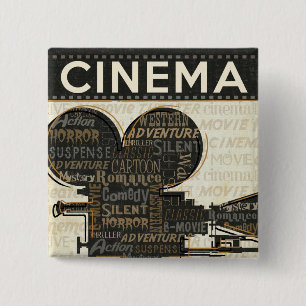 Movie Camera Reel 15 Cm Square Badge