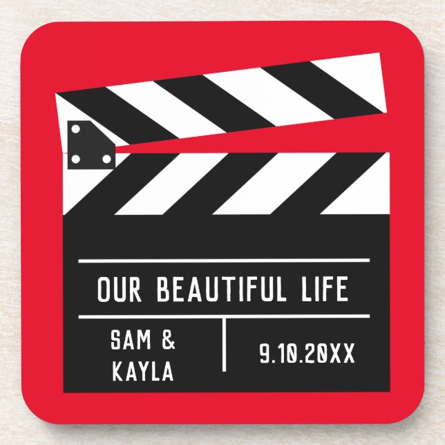 Movie Clapboard Customisable Keepsake Coaster (Front)