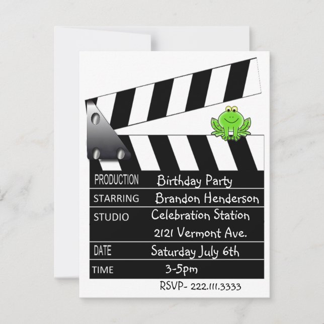 Movie Clapper Birthday Party Invitation (Front)