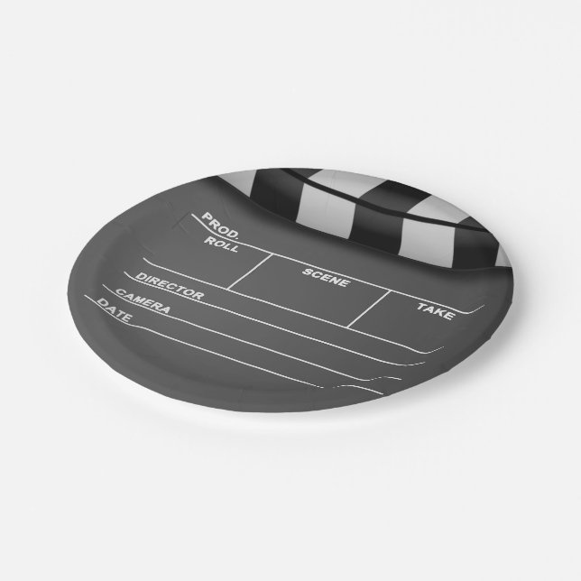 Movie Clapper Board Paper Plates (Angled)
