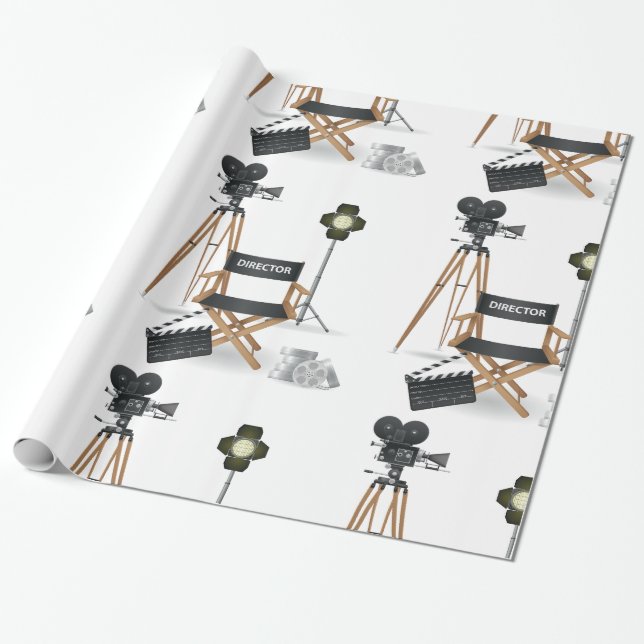 Movie Director Set Glossy Wrapping Paper (Unrolled)