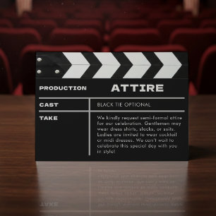 Movie Film Clap Board Wedding Attire Enclosure Card