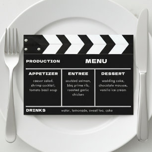 Movie Film Clap Board Wedding Menu