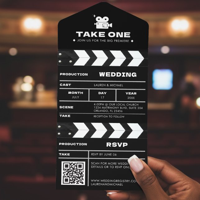 Movie Film Clapboard QR Code Wedding All In One Invitation (Movie Film Clapboard QR Code Wedding All In One Invitation
)