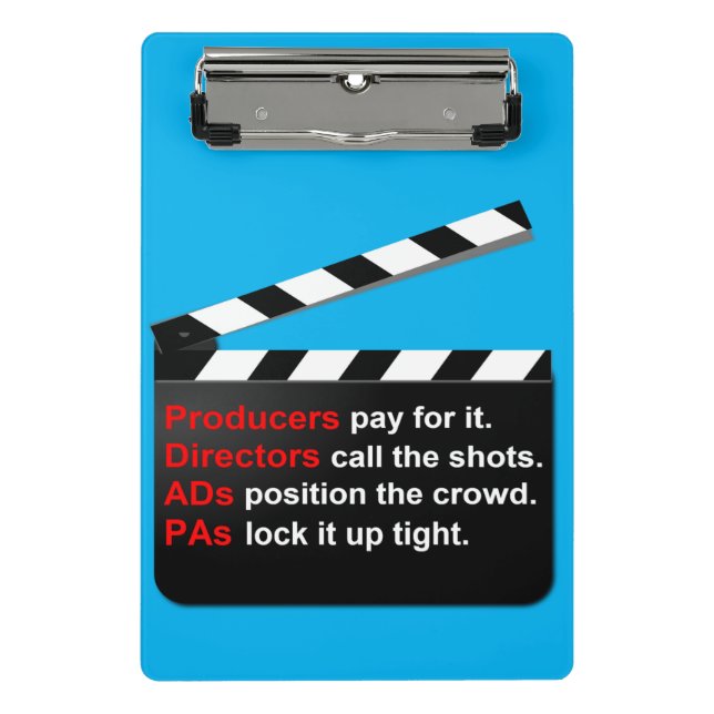 Movie Film Crew CLAP for the PRODUCER Mini Clipboard (Front)