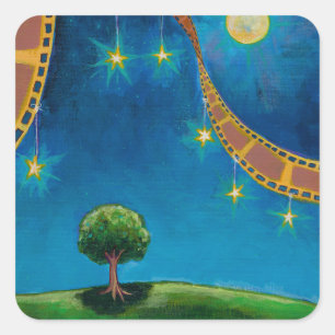 Movie film photography art fun landscape painting square sticker