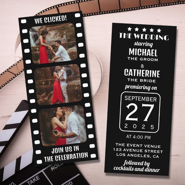 Movie Film Reel Custom Couple Photo Wedding Invitation (Creator Uploaded)