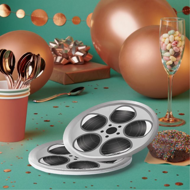 Movie Film Reel Home Theatre  Paper Plate (Multi)