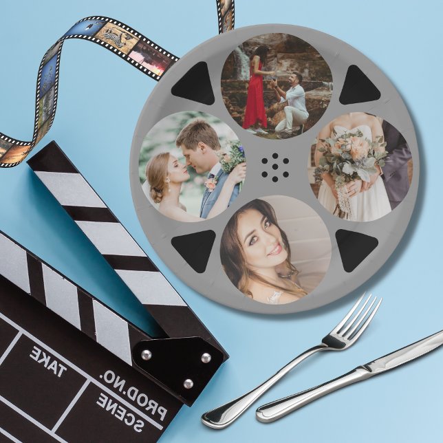Movie Film Reel Round Photo Wedding Paper Plate (Creator Uploaded)
