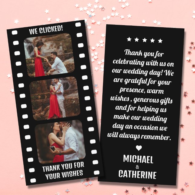 Movie Film Strip Black And White Cinema Wedding Thank You Card (Creator Uploaded)