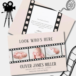 Movie Film Strip Photo Collage Birth Announcement