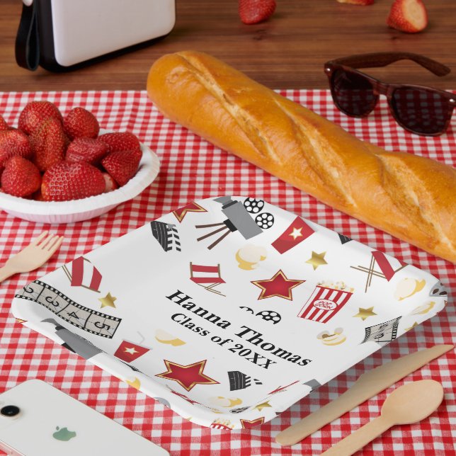 Movie Film Theme Graduation Paper Plate (Picnic)