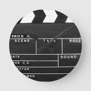 movie film video makers Clapper board design Round Clock