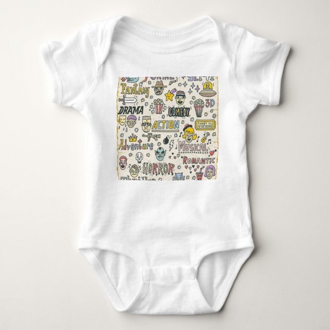 Movie Genres: TV Shows Doodle Set Baby Bodysuit (Front)