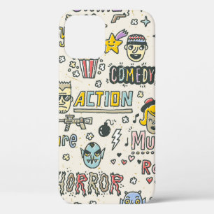Movie Genres. TV Shows, Series Funny Doodle vintag iPhone 12 Case