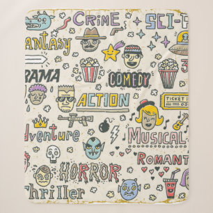 Movie Genres. TV Shows, Series Funny Doodle vintag Sherpa Blanket