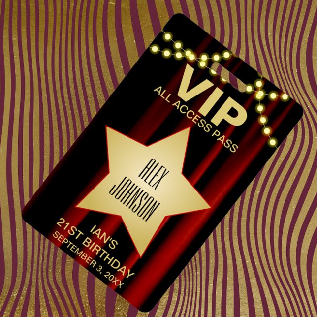 Movie Lights Gold Star Hollywood VIP Pass ID Badge (Creator Uploaded)