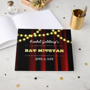 Movie Lights Yellow Bat Mitzvah Guest Book