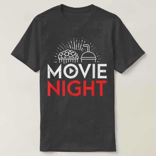 Movie Lover Popcorn Cinema Movie Night  T-Shirt (Design Front)