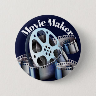 Movie Maker Silver Plated Necklace 6 Cm Round Badge