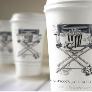 Movie Night Adult Birthday Personalised Paper Cups