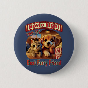 Movie Night - Best Furry Friend - Cute Cat & Dog 6 Cm Round Badge