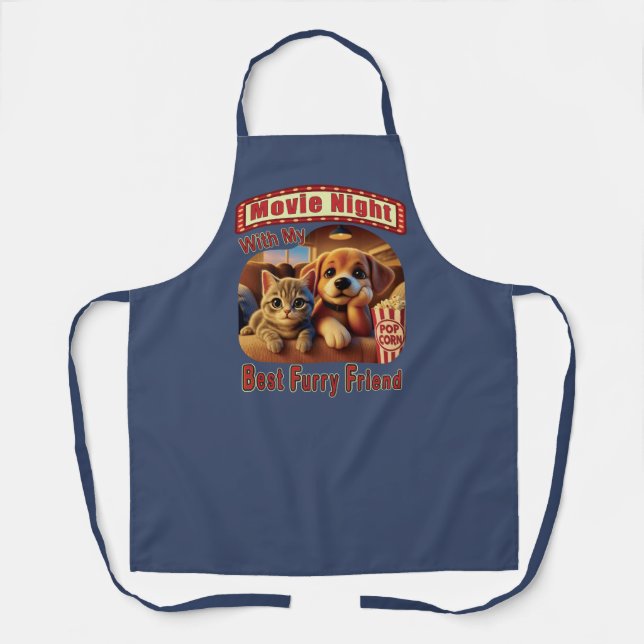 Movie Night - Best Furry Friend - Cute Cat & Dog Apron (Front)