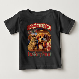 Movie Night - Best Furry Friend - Cute Cat & Dog Baby T-Shirt