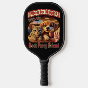 Movie Night - Best Furry Friend - Cute Cat & Dog Pickleball Paddle
