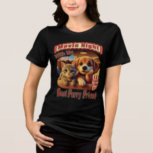 Movie Night - Best Furry Friend - Cute Cat & Dog Tri-Blend Shirt
