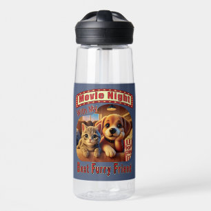 Movie Night - Best Furry Friend - Cute Cat & Dog Water Bottle