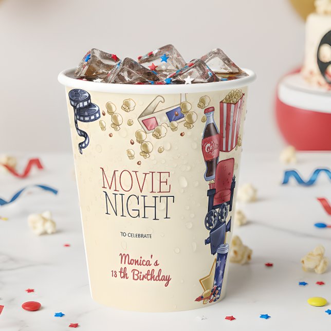 Movie night birthday for kids paper cups (Creator Uploaded)