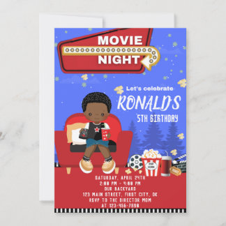 Movie Night Birthday Invitation Card