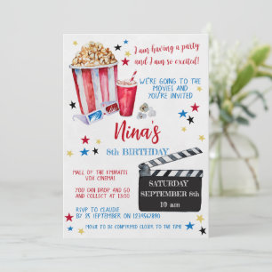 Movie Night Birthday Invitation, Cinema Invitation