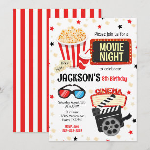 Movie Night Birthday Invitation Kids Movie Party