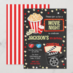 Movie Night Birthday Invitation Kids Movie Party