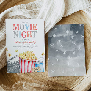 Movie Night Birthday Invitation   Movie Party