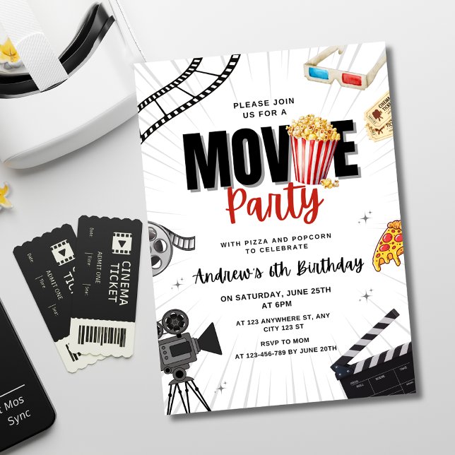 Movie Night Birthday Invitation, Sleep Over Party Invitation (Creator Uploaded)