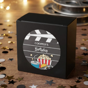 Movie Night Birthday Party For Boys Classic Round Sticker