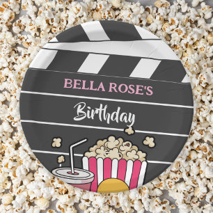 Movie Night Birthday Party For Girls Paper Plate