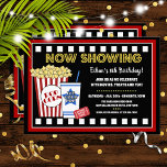 Movie Night Birthday Party Invitation<br><div class="desc">Add your own details to these fun popcorn and a movie party invitations!</div>