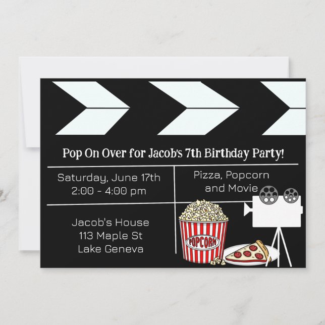 Movie Night Birthday Party Invitation (Front)