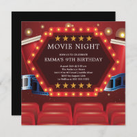 Movie Night Birthday Party Invitations
