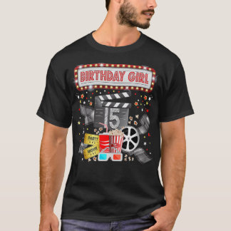 Movie Night Birthday Party Pajama Slumber Popcorn  T-Shirt