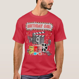 Movie Night Birthday Party Pajama Slumber Popcorn T-Shirt